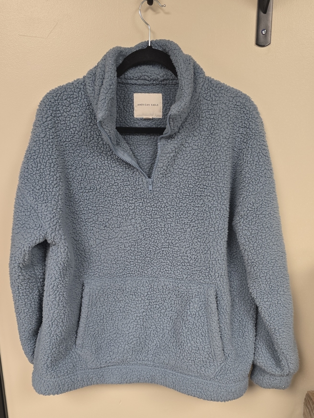 American Eagle Outfitters Light Blue Sherpa Pullover Half-Zip